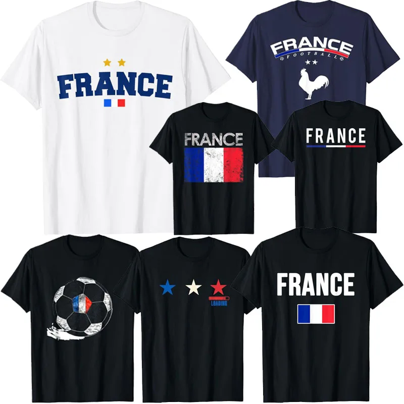 Soccer France Flag T-Shirt French Pride Tee France Football Two Stars Third Loading Clothes Frenchman Sport Foot Fan Team Jersey