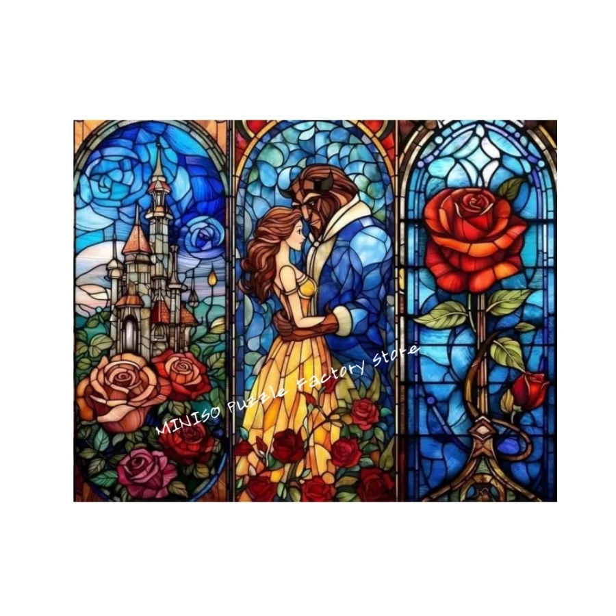 A bela e a fera quebra-cabeças princesa belle disney tangram jogo para crianças 108/200/300/500/1000 peças quebra-cabeça de madeira