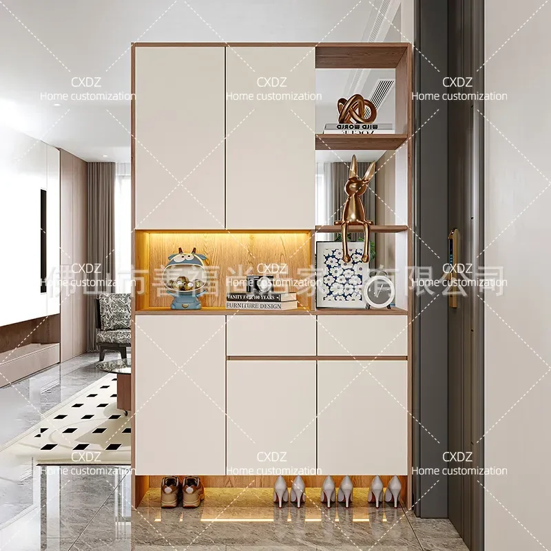 Entrance Cabinet Opposite Door Screen Partition Living Room Wine Storage Wall Integrated Shoe Cabinet Multilayer Board