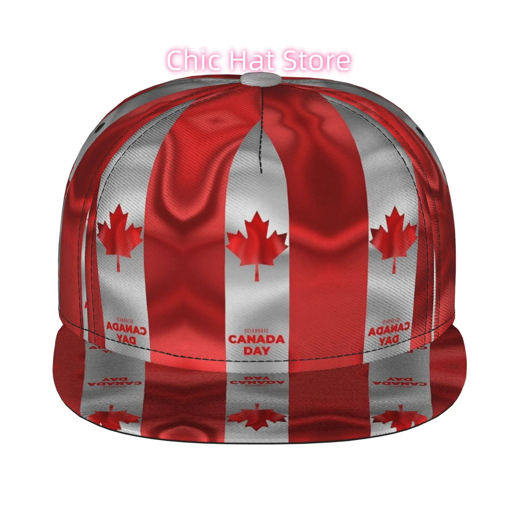 1pc Canada Day Maple Leaf Celebration Fully Printed Hip-hop Caps, Baseball Caps, Stylish Flat-brimmed Baseball Caps, Sports Outd