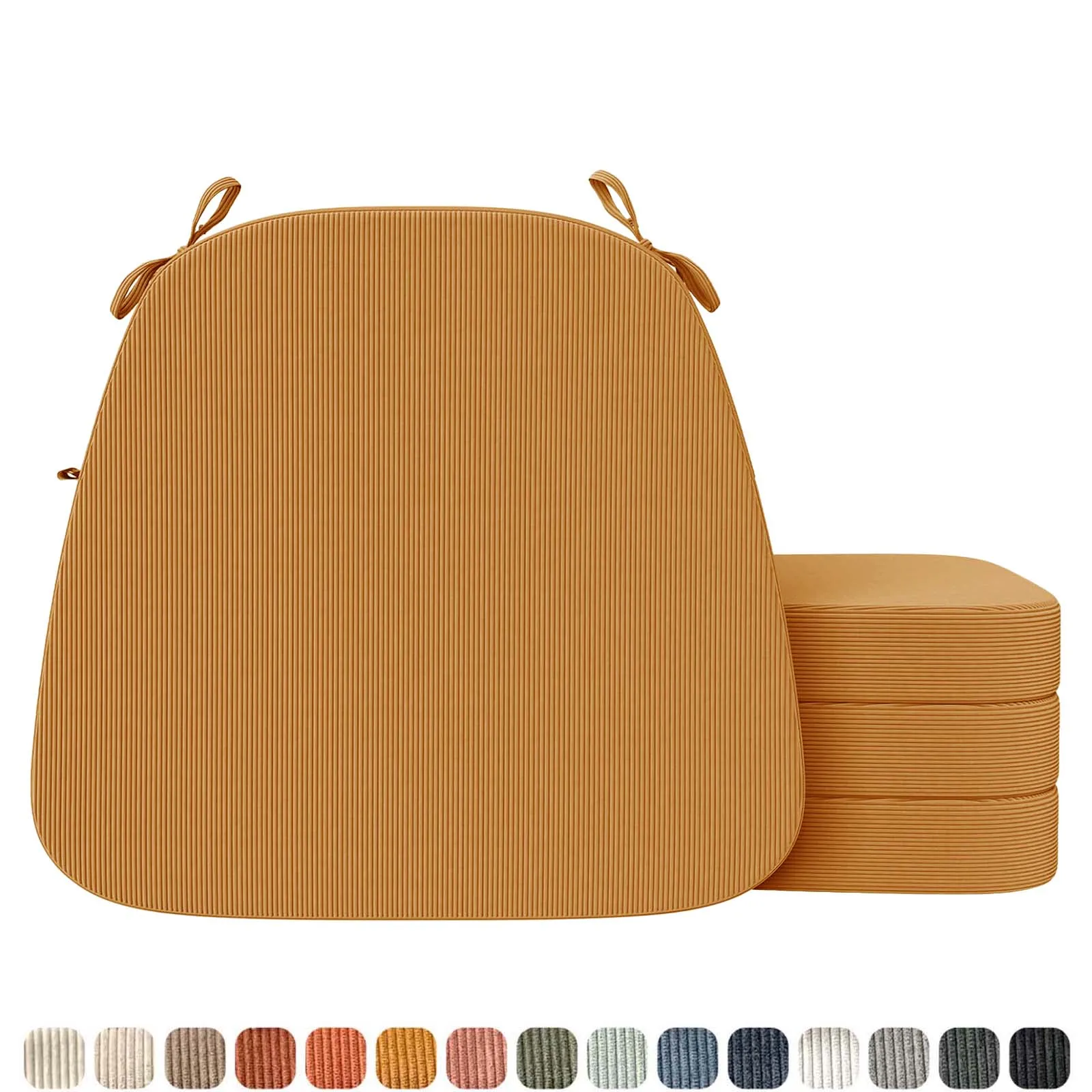 Washable Chair Cushion with Straps Horse Shape Dining Chair Seat for Home Office Seat Cushions Linen Fabric with Removable Cover