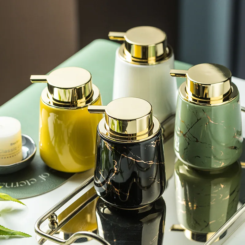 WHYOU-Cermic Liquid Soap Dispensers, Lotion Bottle, Emulsion, Latex Hand Wish Bottles, Light Luxury Bathroom Accessories Set