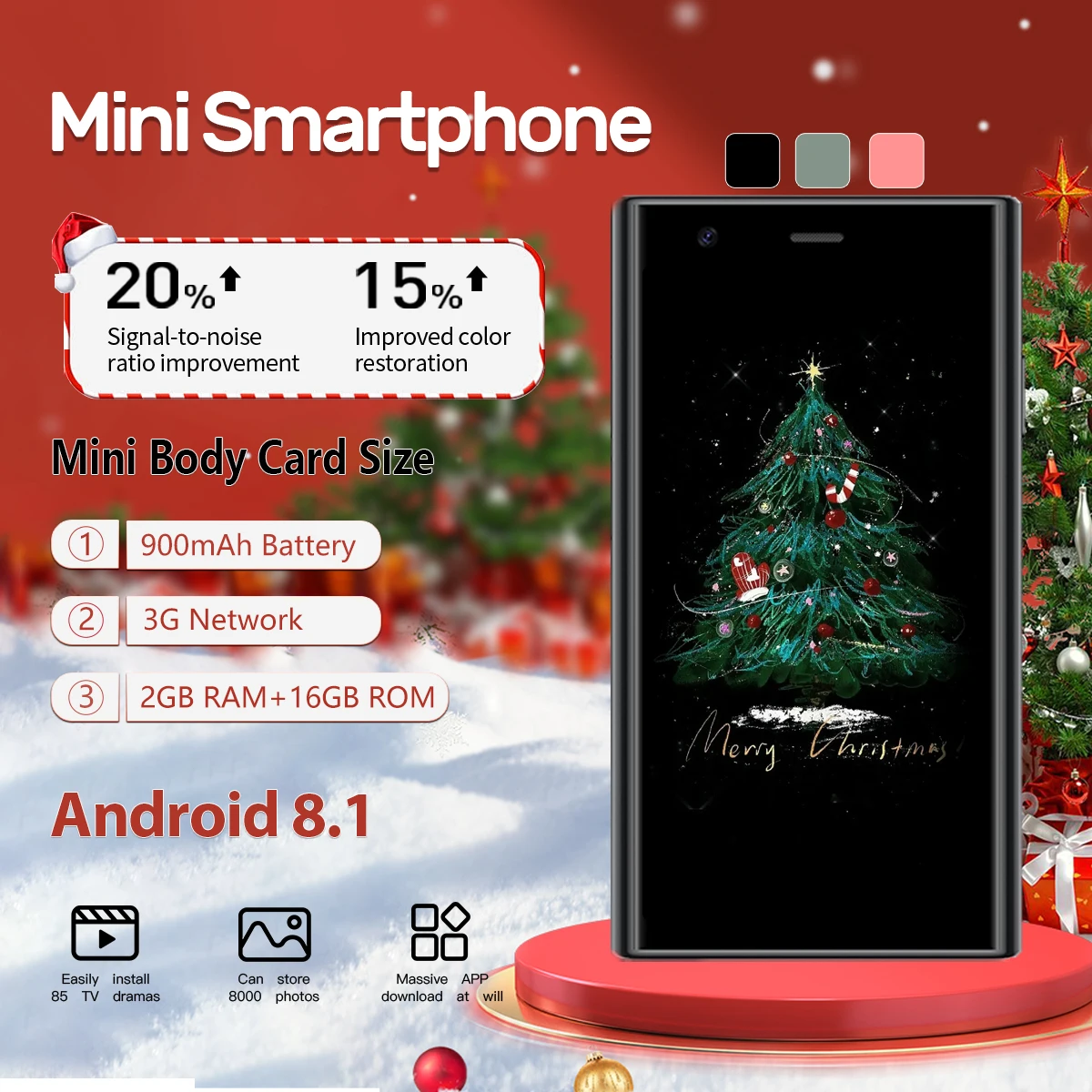 S23 3G All Network Mini Smartphone Sistema Android 8.1 de 3 pulgadas PlayStore Dual SIM Dual Standby All Network