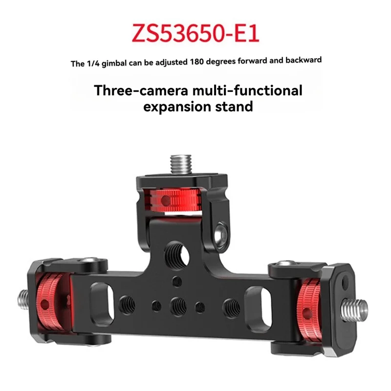 A33T-Adaptor Triple Phone Holder Tripod Mount 180-Degree Tilt Head Vlogging Live Streaming Tool For Camera, Light, Microphone