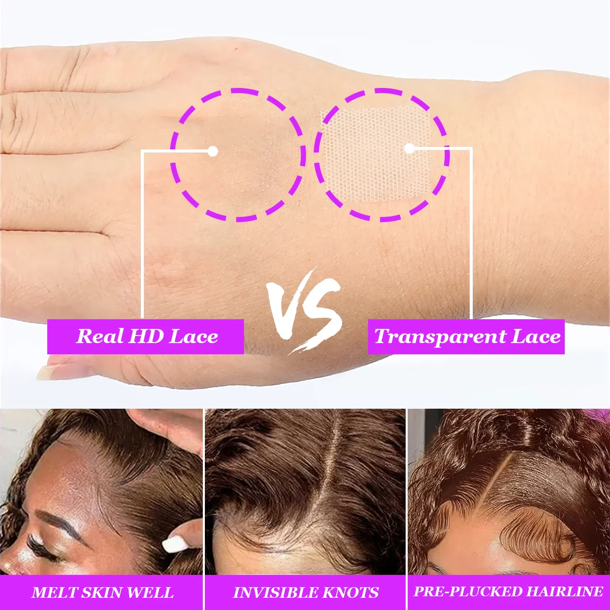 # 4 الشوكولاته البني 36 بوصة 220% الكثافة موجة عميقة 13x6 HD شفافة الدانتيل الباروكة الأمامية ريال البرازيلي خصلات الشعر المستعار الإنسان للنساء