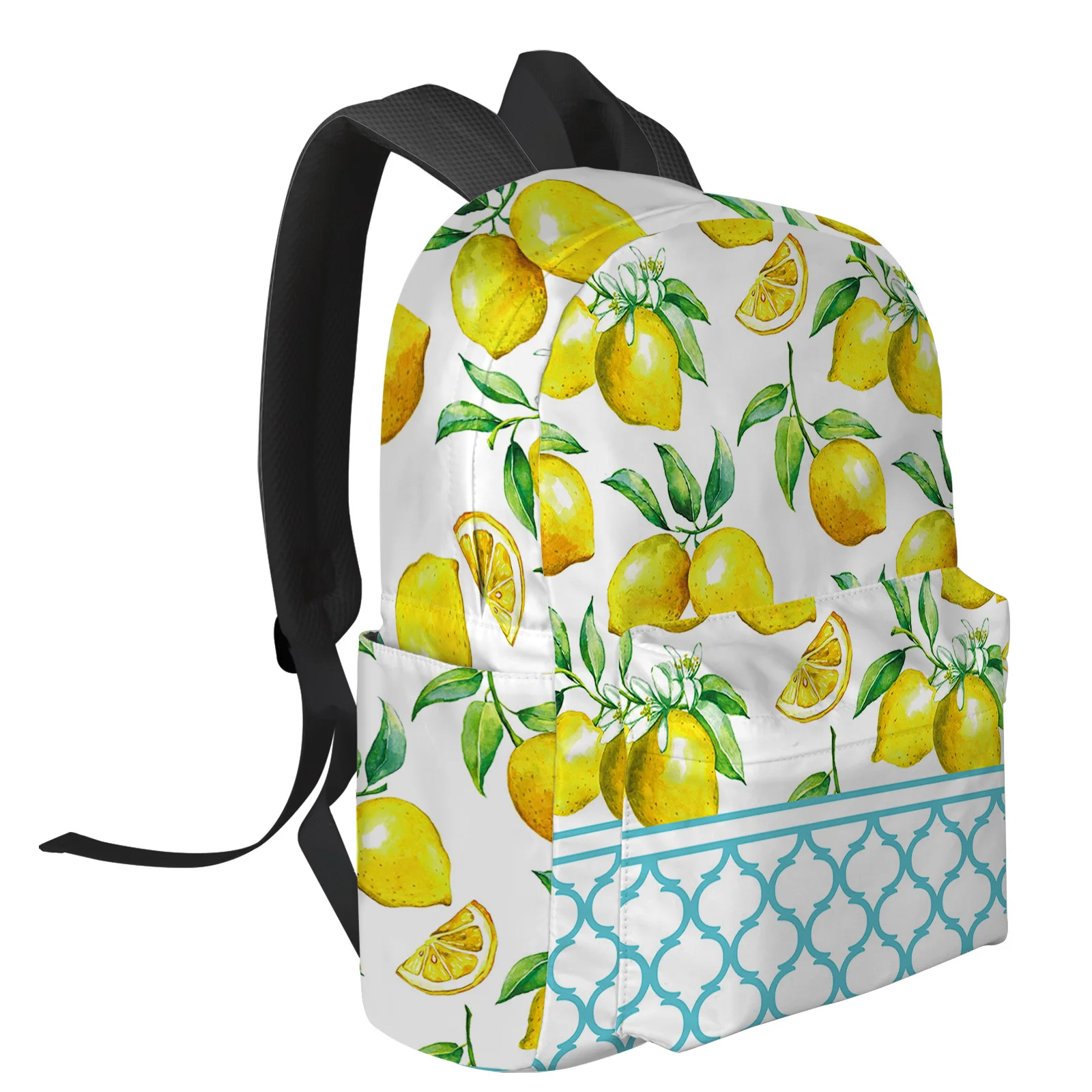 Summer Lemon Blue Moroccan Pattern Backpacks Teenagers Student School Bags Laptop Backpack Men Women Female Travel Mochila