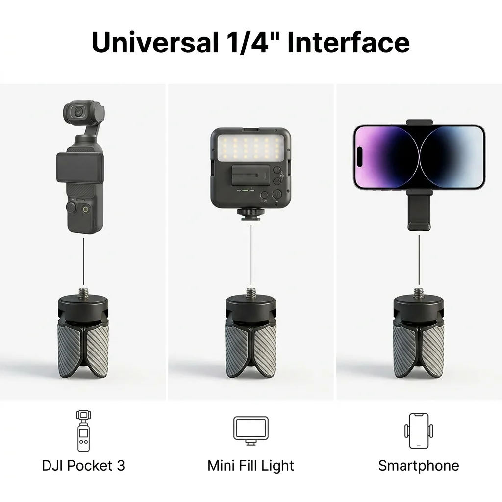 Plastic Mini Tripod Stand 1/4'' Screw Mount for Gopro Action Camera Video Phone Vlog Hand Grip for DJI Pocket 3 4 Gimbal Holder gallery 2