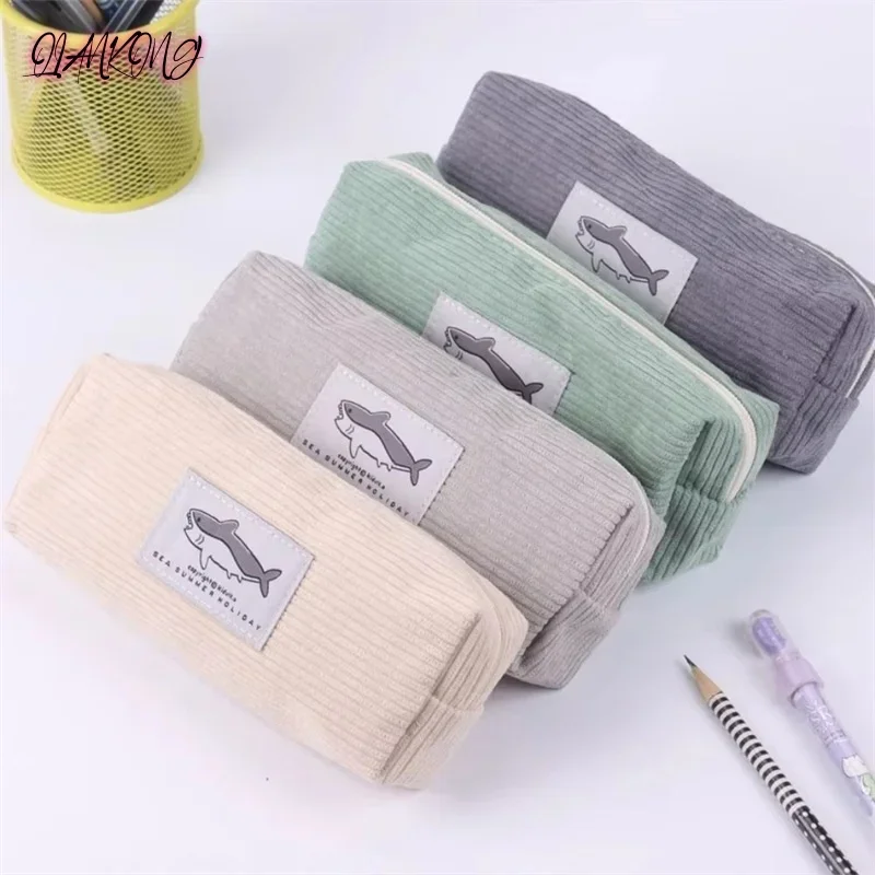 

Corduroy Pencil Case Korean Stationery Pencil Pouch Estuche Escolar Shark Pen Case School Supplies Trousse Scolaire Pencilcase