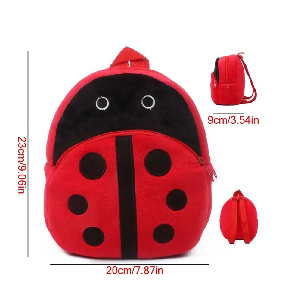 Cute Plush Kids Backpack Strawberry Ladybug Rabbit Animal Style Fluffy Schoolbag Daypack Gift