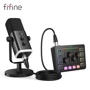 Fifine Gaming Audio Set Microphone/Mixer/Headset for Streaming Podcasting、YouTube/obs/tiktok/x/vk -am8/h9/sc3用のポッドキャストセット 10ベストセールスミキサーマイク-3