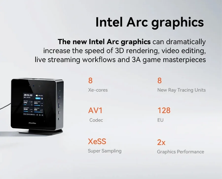 AtomMan X7 Ti 4 "شاشة كمبيوتر صغير Intel Ultra 9-185H 2 * USB4 2 * 5G RJ45 كاميرا Oculink Win11 كمبيوتر ألعاب كمبيوتر صغير WiFi7 DP HD