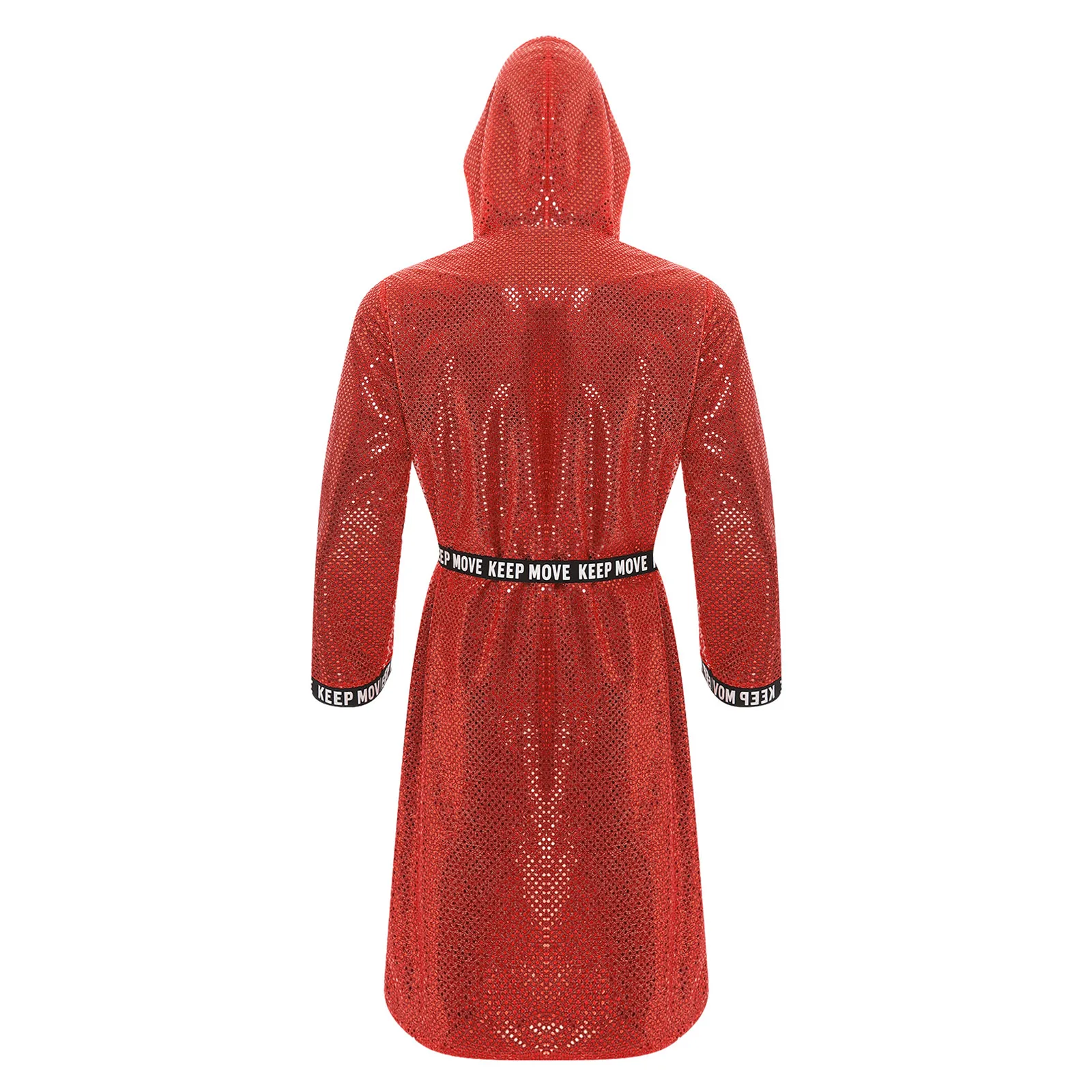 Männer Pailletten Mit Kapuze Boxen Robe Halloween Cosplay Boxer Mantel Glänzende Langarm Offene Boxen Robe Mit Gürtel Lose Fit Cover Up Robe