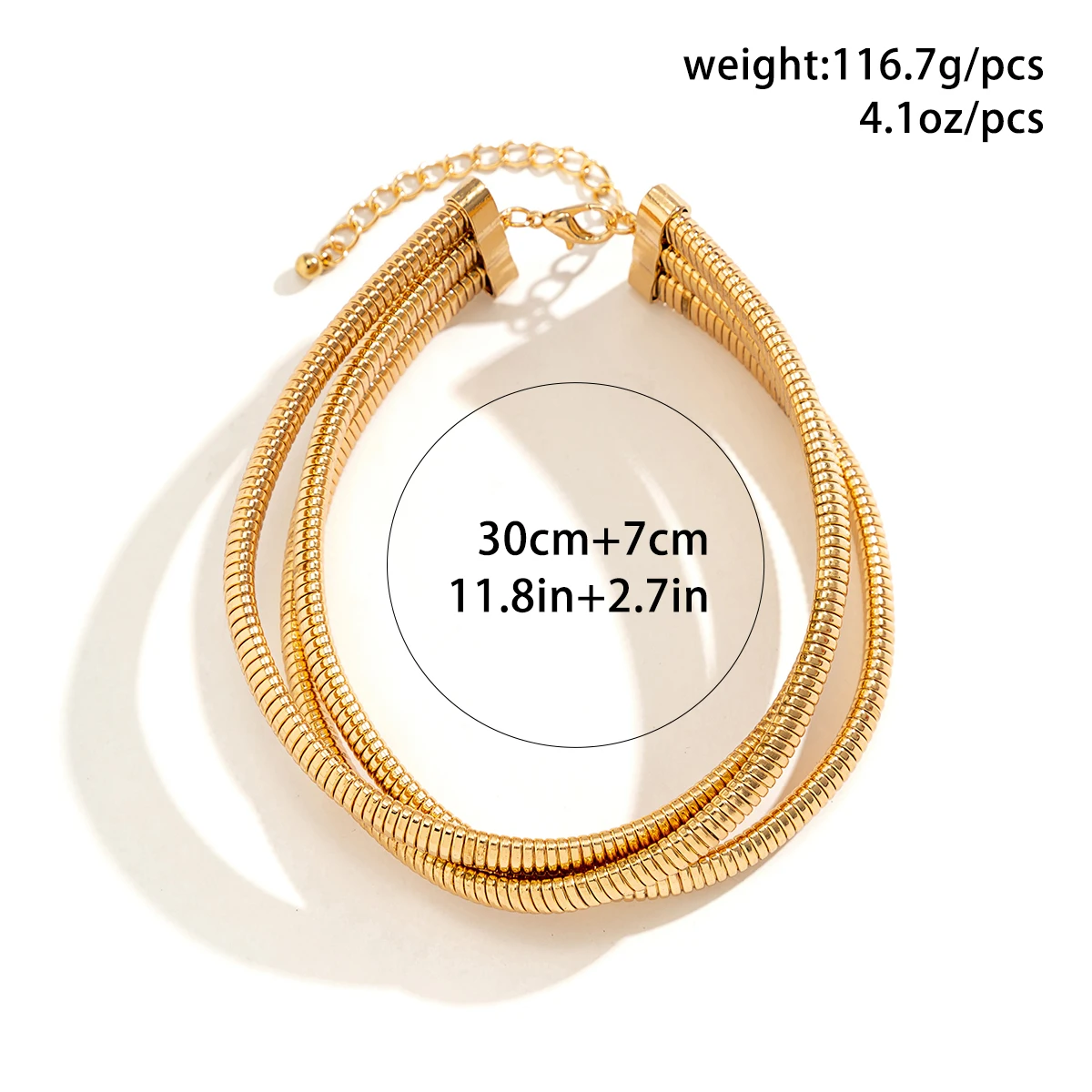 IngeSight.Z Exaggerated Vintage Multilayer Thick Twisted Metal Choker Necklace for Women Punk Chunky Short Gold Color Collar