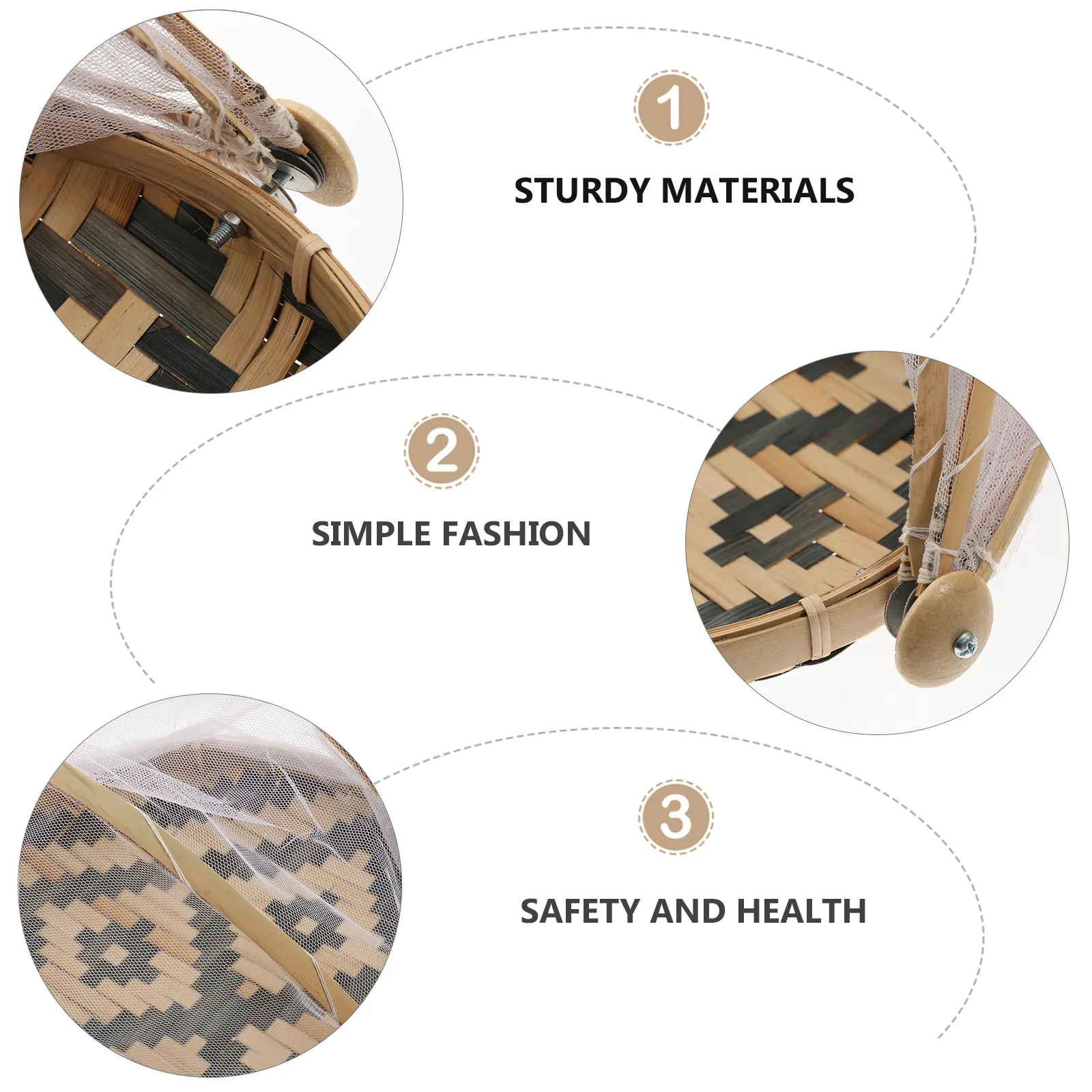 

1pc Bamboo Woven Storage Basket Food Container Cover For Cake Dessert Snacks Tent Style Serving Mesh Household Gift