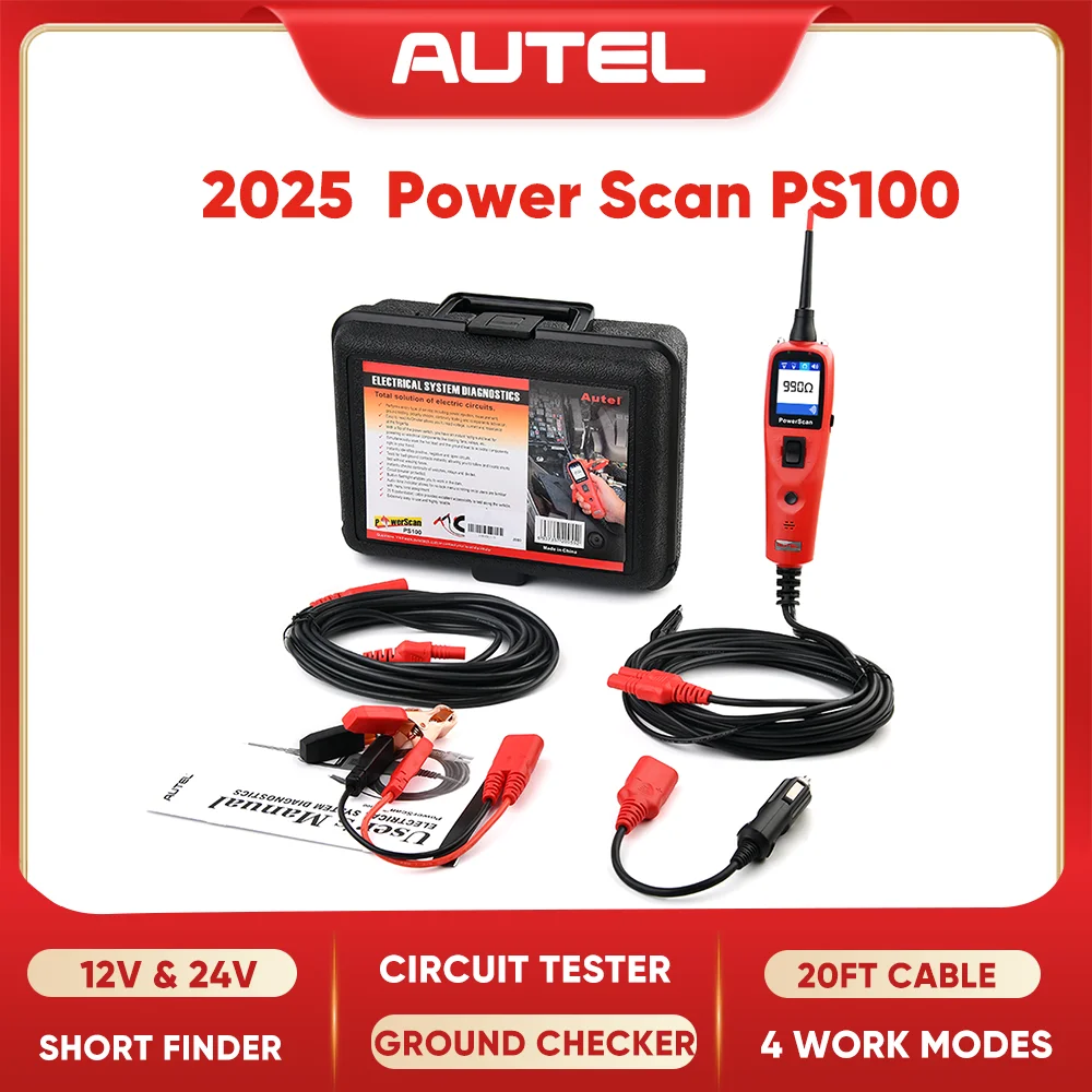 2025 Autel PowerScan PS100  Electrical System Diagnostic Tool  Automotive Circuit Tester Power Circuit Probe Kit