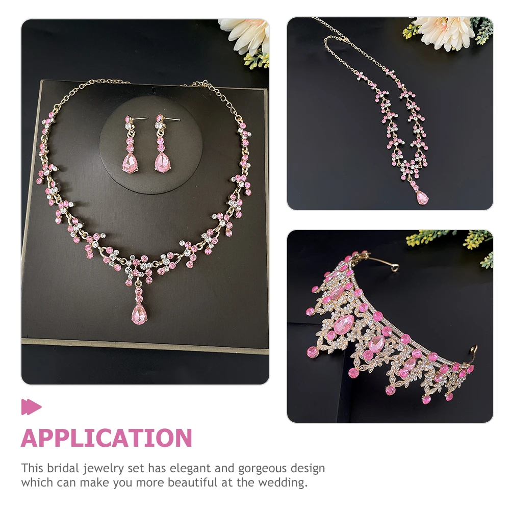 

1Set Bridal Jewelry Set Wedding Tiara Necklace Earrings Elegant Design Wedding Accessories Bridal Tiara Rhinestone Necklace