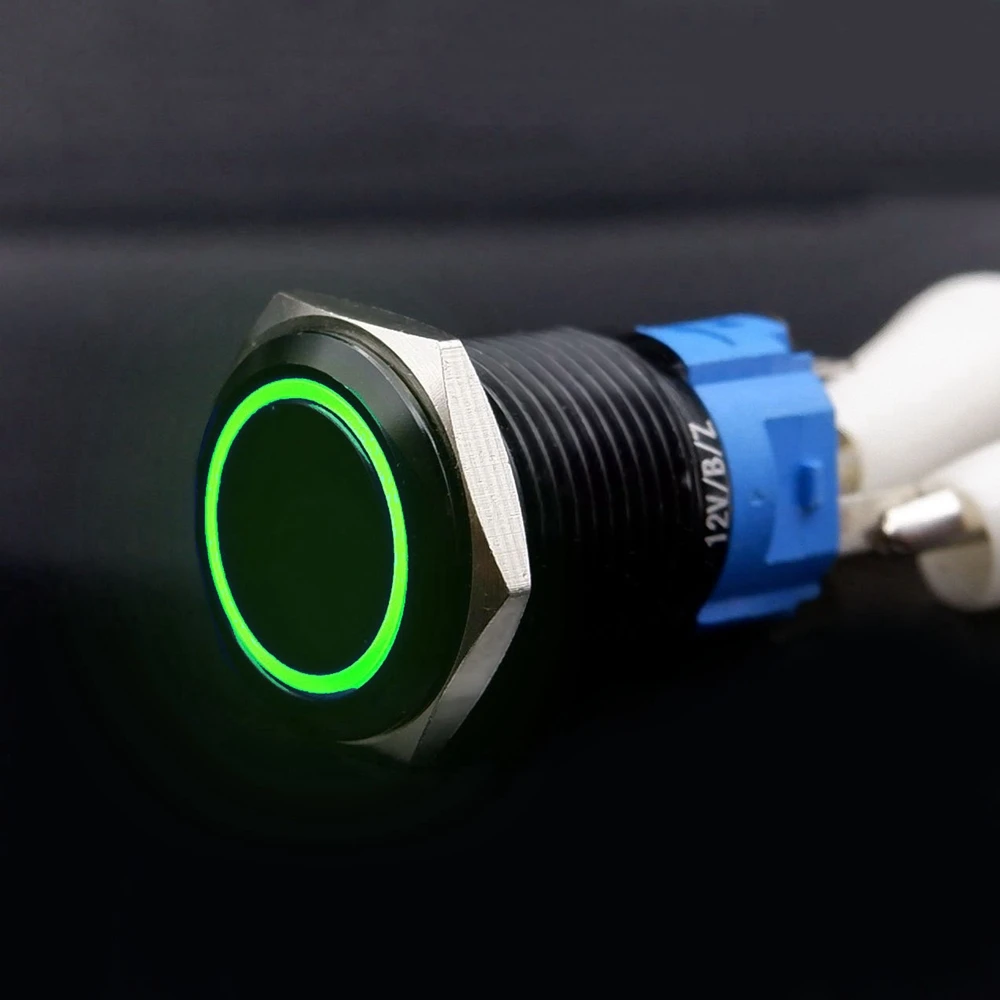 16mm 19mm 22mm Metalen Drukknop Met Vaste PC Voeding Schakelaars Auto Motor Start Stop Backlit LED 3v 5v 6v 12v 24v