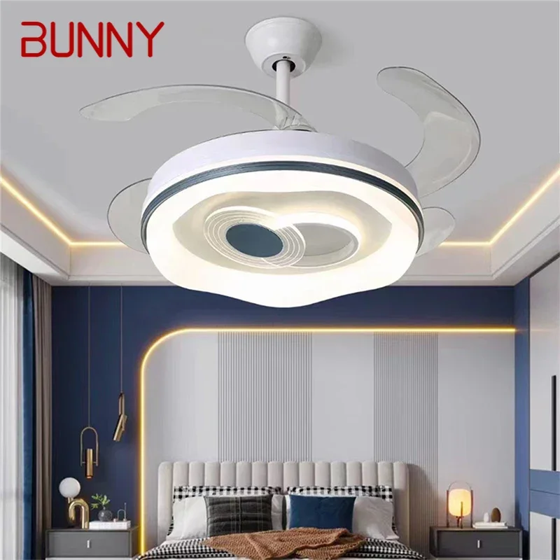 

BUNNY Modern Stealth Fan Light LED Living room Restaurant Bedroom Children's room Ceiling Fan Light Remote Electric Fan Light