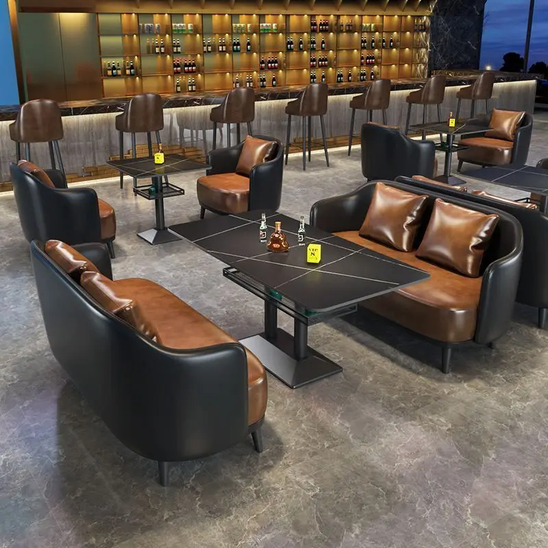 

custom.[High-End Leather] Bar Booth Sofa Coffee Shop Western Restaurant Qingba Sofa Small Wine Bar Sofa Leisure Table and Chair