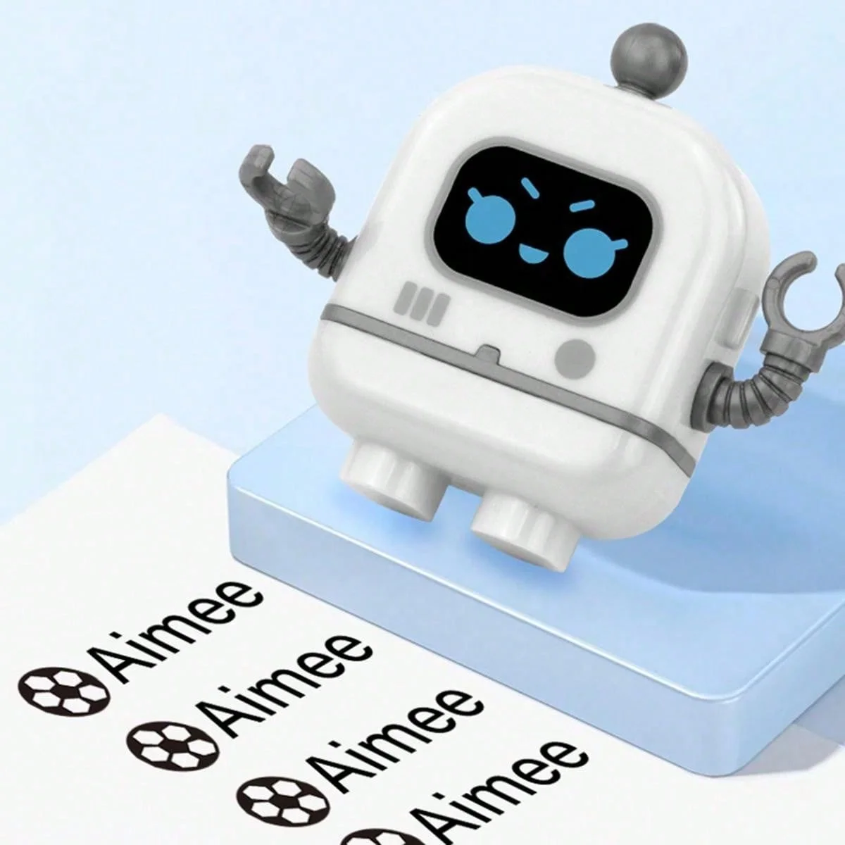 1PC Personalized Robot Name Stamp, Black Text Portable Stamp for Notebooks, clothes, Personal Items, Back to School Classroom