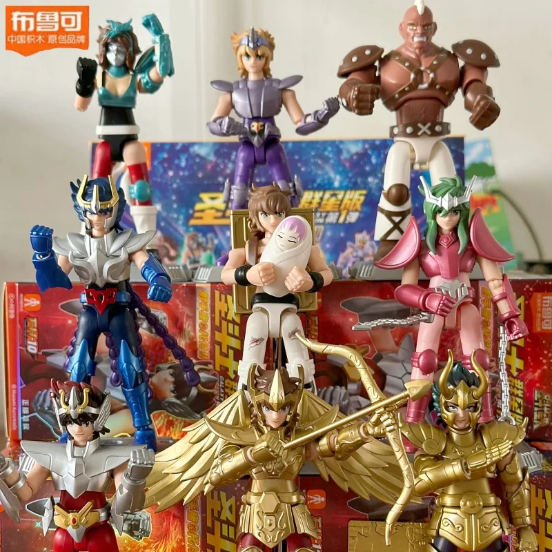 

Hot Original Blokees Gold Saint Action Figure Champion Saori Kido Seiya Mu Aiolia Assembly Figure Model Child Toys Birthday Gift