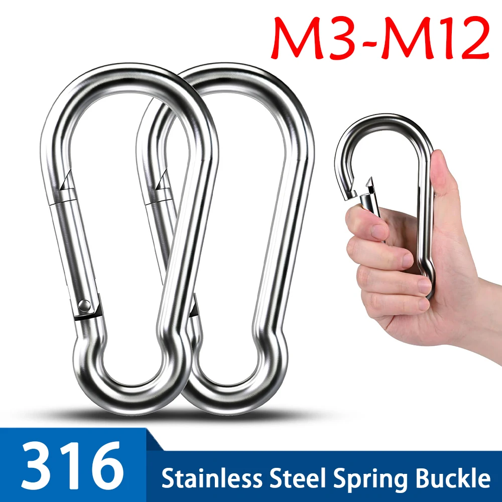 

316 Stainless Steel Spring Snap Carabiner Clips M4-M12 Quick Link Lock Ring Spring Snap Hooks For Camping Hiking Climbing Clip