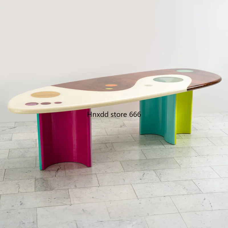 Dining table villa special-shaped overhead layer game fiberglass painting table