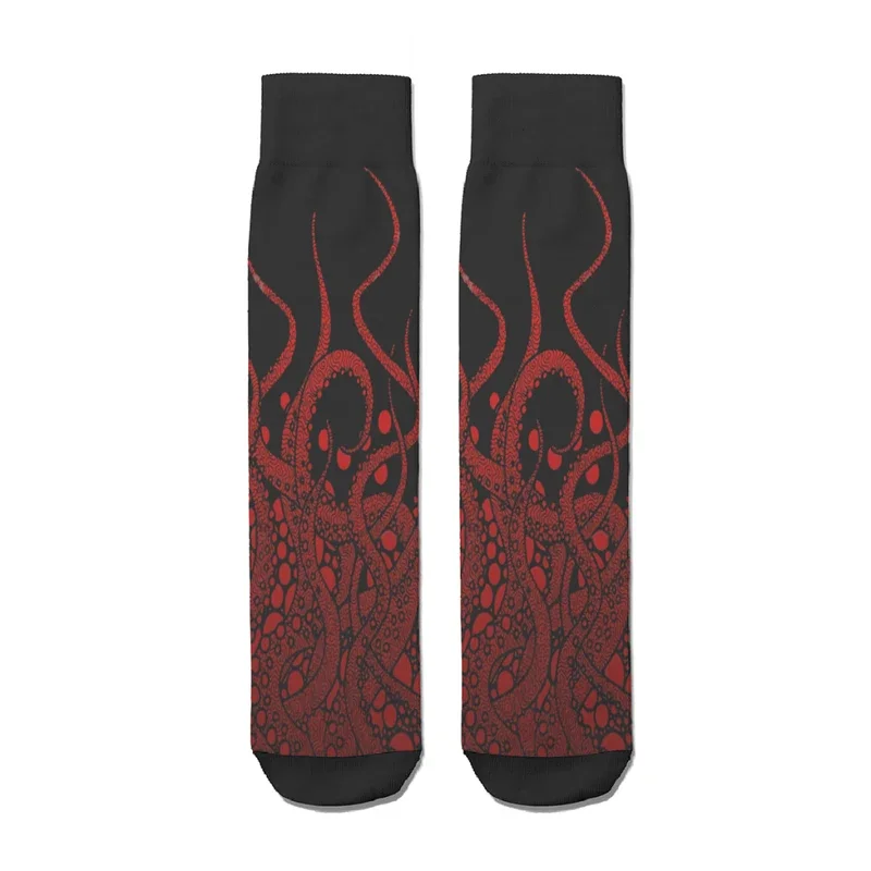 Red Tentacles On Black  Straight Socks Male Mens Women Winter Stockings Polyester Harajuku