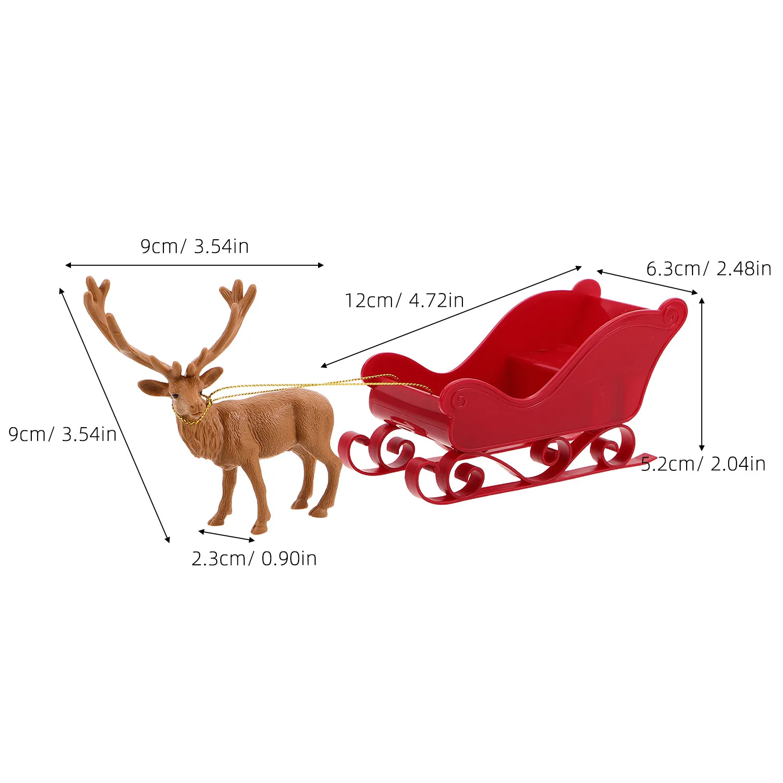 1Set Christmas Sled Decor Elk Sleigh Combination Festive Tabletop Ornament for Shelf Mantel Desk Under Tree Holiday Sleigh