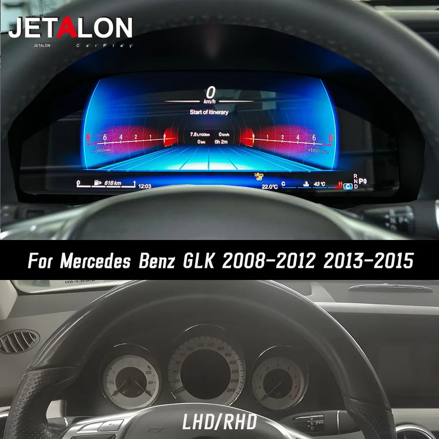 

Автомобильный полный ЖК-цифровой спидометр, приборная панель для Mercedes Benz GLK 2008-2012 2013-2015, обновление виртуальной кабины