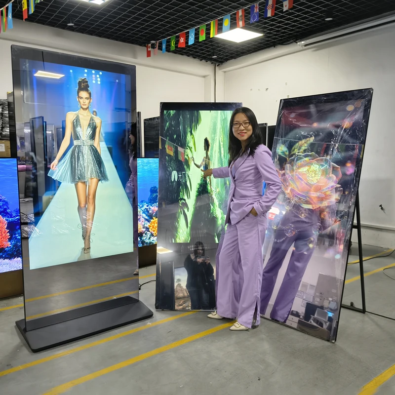 32 43 55 65Inch Digital Signage And Displays Android Indoor Floor Standing Capacitive Touch Magic Mirror LCD Advertising Screen