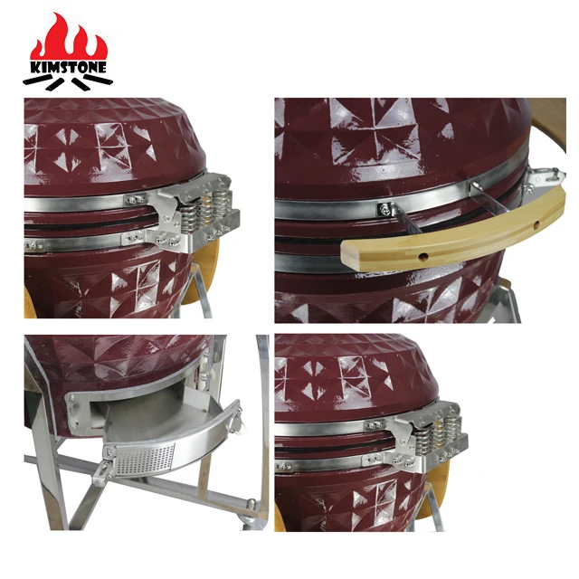 Kimstone Kamado 24 Inch Ceramic Carbon Oven Bbq Grill Outdoor Rotisserie Chicken Grilling Machine