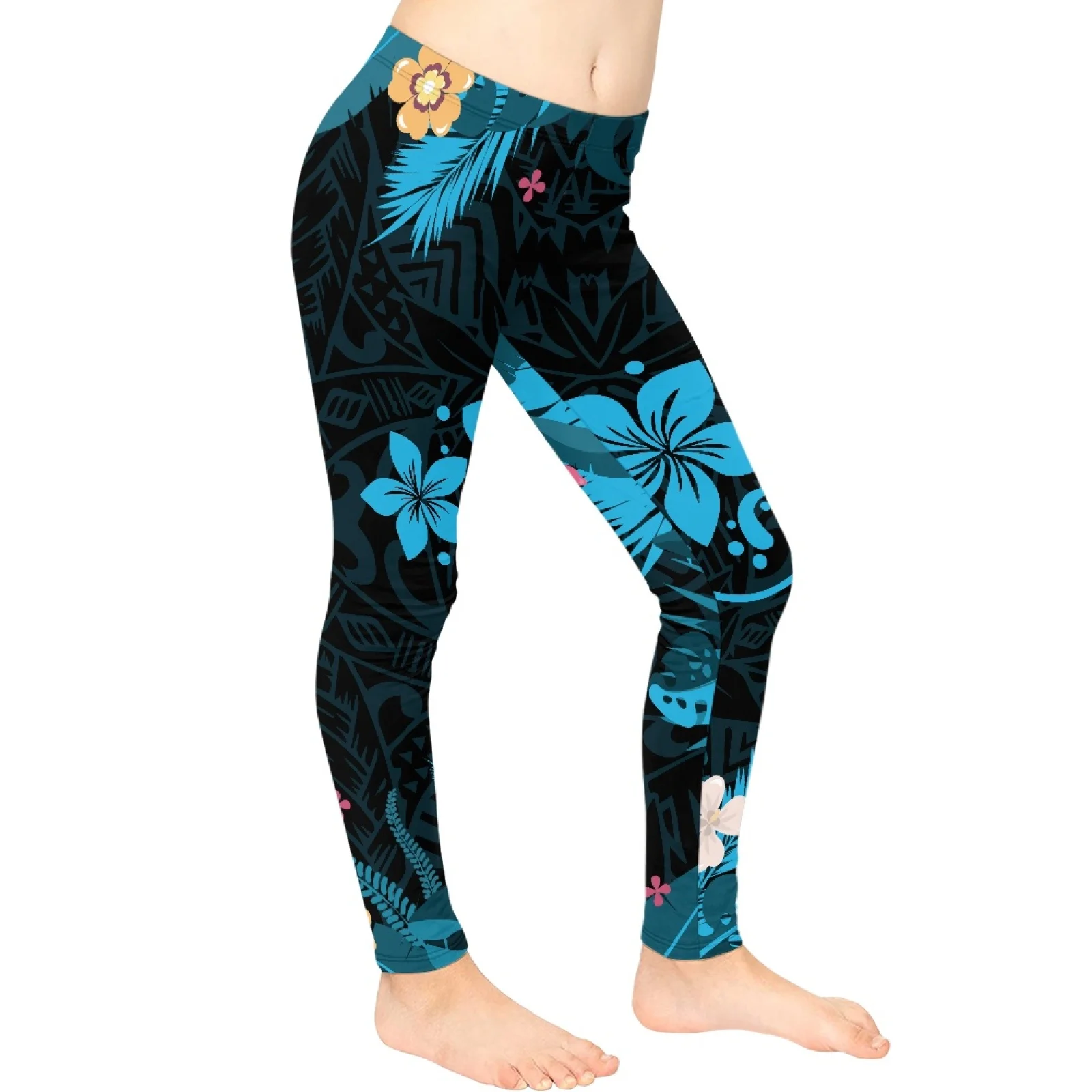 Novo design polinésia outono/inverno 5-13 meninas moda leggings tatuagens impressão 82% poliéster + 18% elastano quadril coberto sexy calças