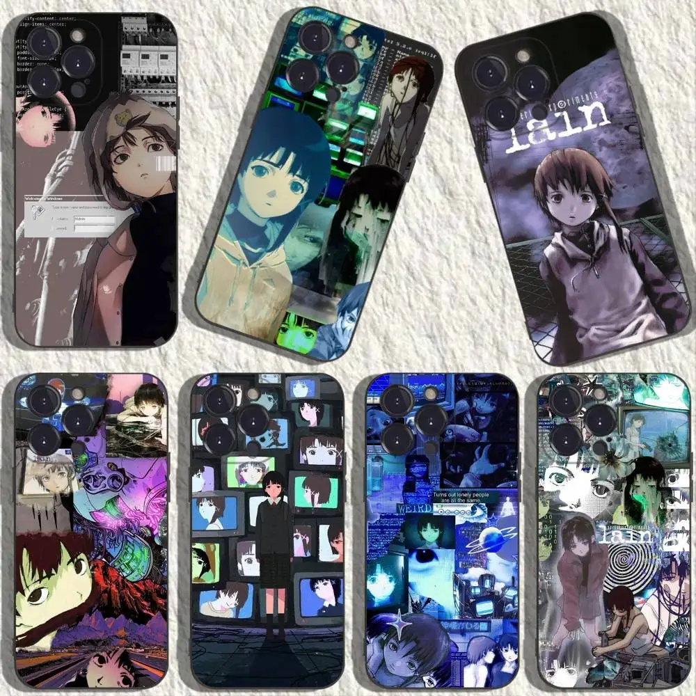 

Serial Experiments L-Lain Phone Case For iPhone 17,16,15,14,13,12,11,Plus,Pro Max,XS,X,XR,SE,Mini,8,7,Soft Silicone Black Cover