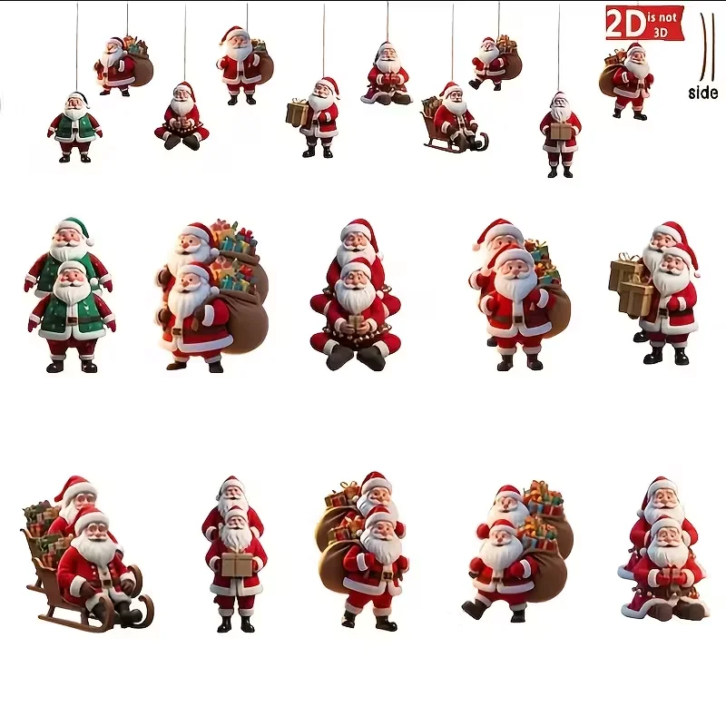 10 تعليقات مزخرفة خشبية مبتكرة ولطيفة على شكل سانتا كلوز، مثالية لجو احتفالي لأشجار عيد الميلاد #6