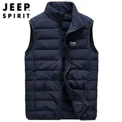 JEEP SPIRIT new men down vests autumn winter fashion thin warm waistcoat classic stand collar comfortable casual sports coat