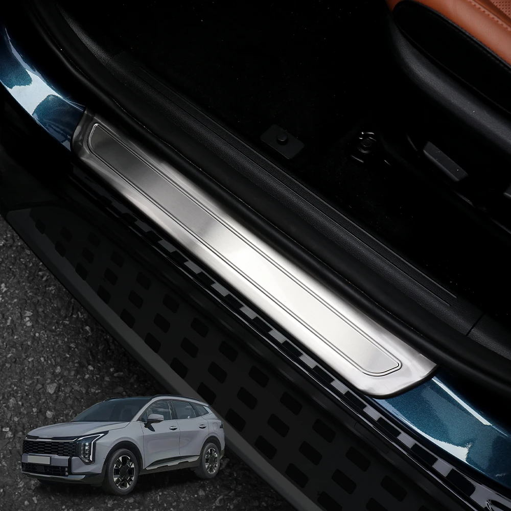 For Kia Sportage NQ5 2026 4PCS Silver Outside Door Sill Protector Cover Welcome Pedal Threshold Bar Trim Stripes Accessories