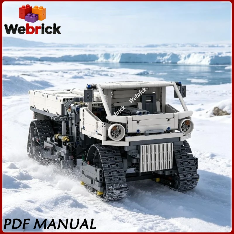 Tracked Sanitation Garbage Truck MOC Building Blocks City Side Loader Waste Vehicle DIY Assembly Toy For Desktop Collection Gift