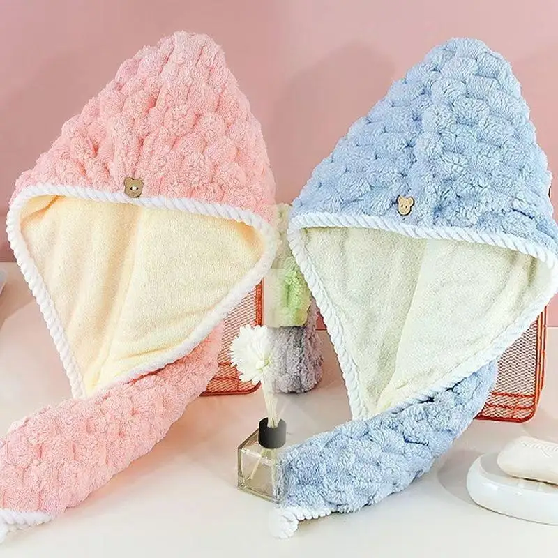 Ultrafeines Fasertuch, umwickelte und verdickte Damen-Haartrockenmütze, dickes und hochabsorbierendes Kopftuch zum Haaretrocknen. – Detail 8