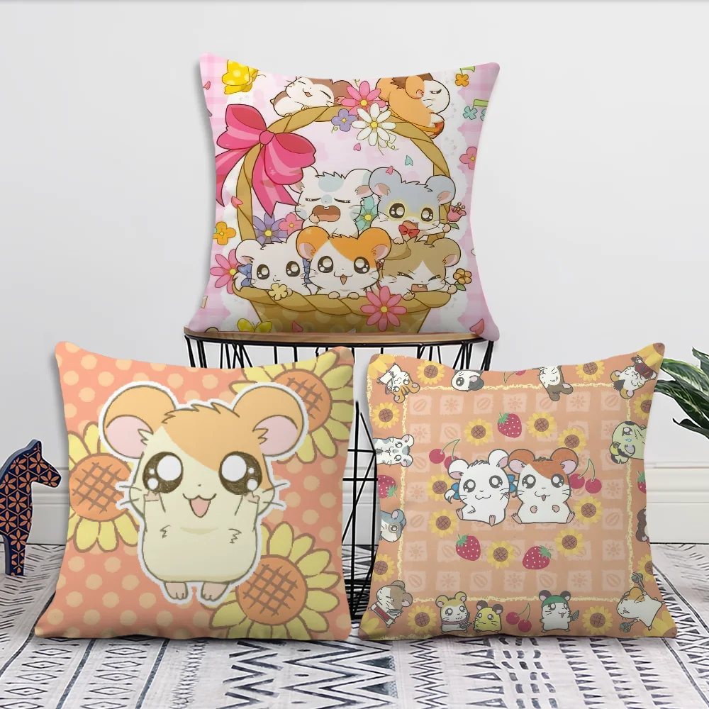 

Cute Decoration Room Home H-Hamster Sofa Cartoon living Office Car Nordic H-Hamtaro Simplicity Pillow Cover