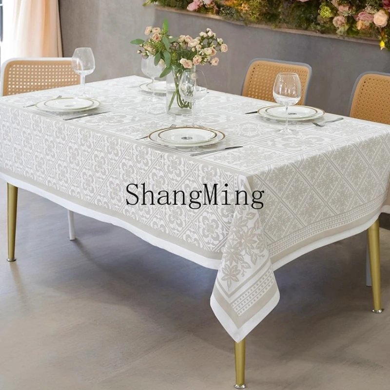 

ZYY cotton tablecloth light luxury high-end jacquard dining table cloth retro rectangular coffee table cover cloth