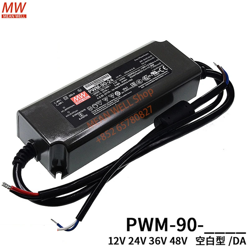 MEAN WELL 90W PWM Output LED Driver Output IP67 Waterproof Power Supply PWM-90-12DA PWM-90-24DA PWM-90-36 PWM-90-48 PWM-90-24DA2