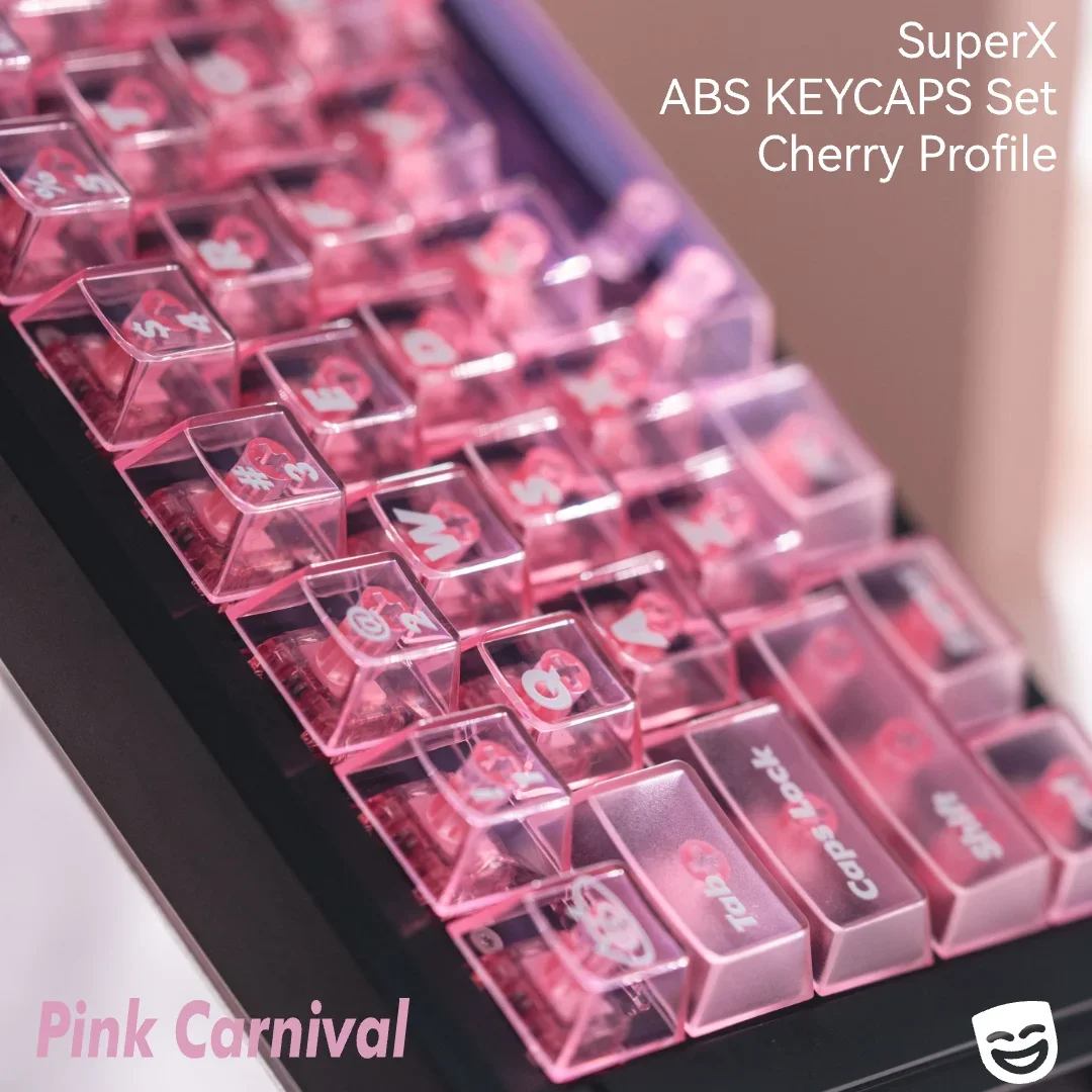 

LeleLab SupSup Pink Carnival Theme Keycap Set Cherry Profile ABS Transparent Keyboard Cap KeyCap Custom for Mechanical Keyboard