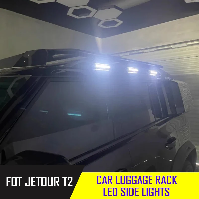 Roof Luggage Rack LED with Side Lights Luggage Rack Fit for JETOUR Traveler T2 2023-2025 Car Luggage Rack Exterior Decoration