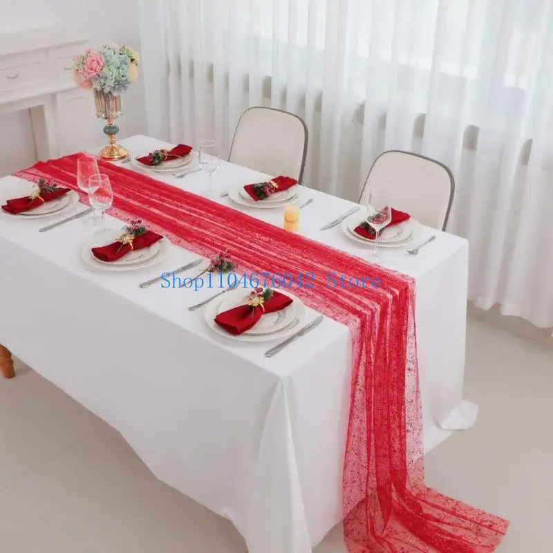 5asd Stylish Gold Foil Accent Table Runner With Reinforced Sturdy Polyester Fiber Suitable for Parties and Daily Use