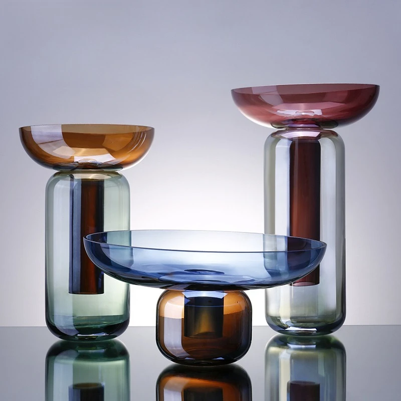 

Colorful glass vase up and down with split vase creative home flower arrangement vase