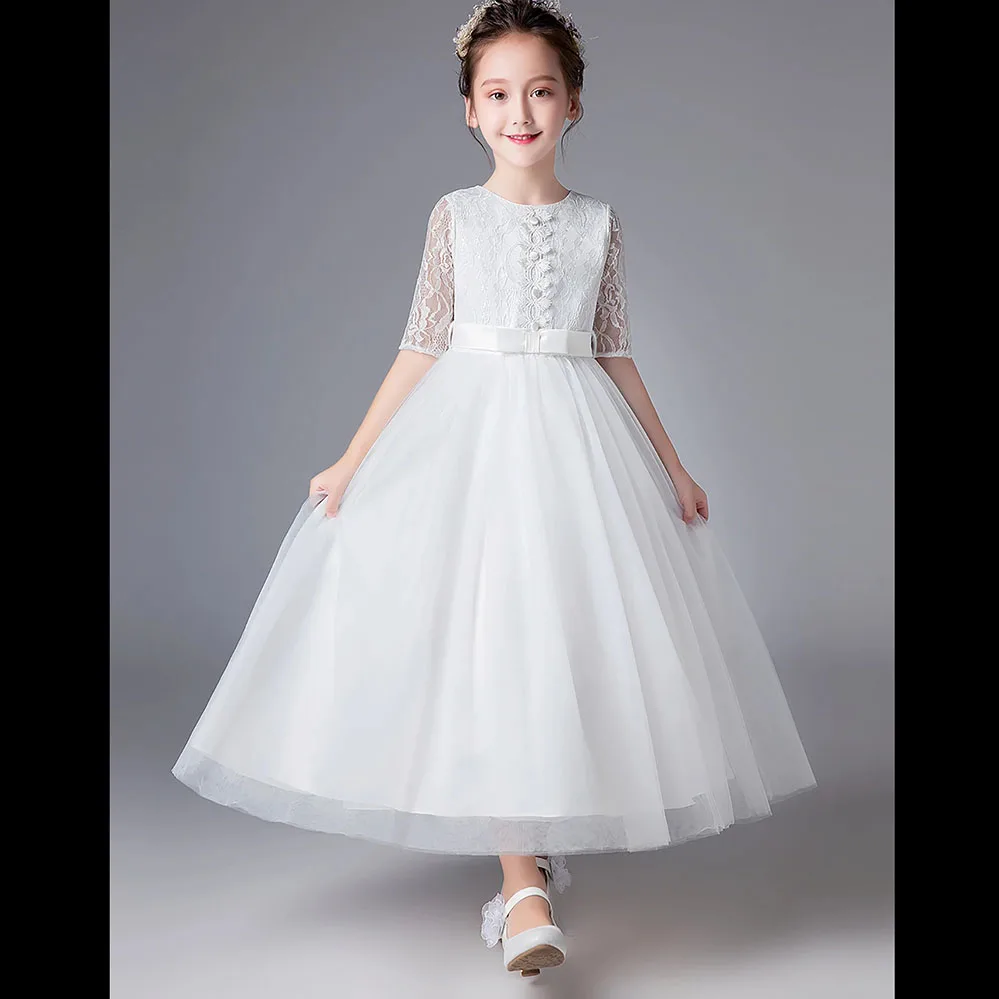 

Tween – vêtements d'été pour filles de 7 ans, robe de princesse à fleurs, robe de bal blanche, robes de fête