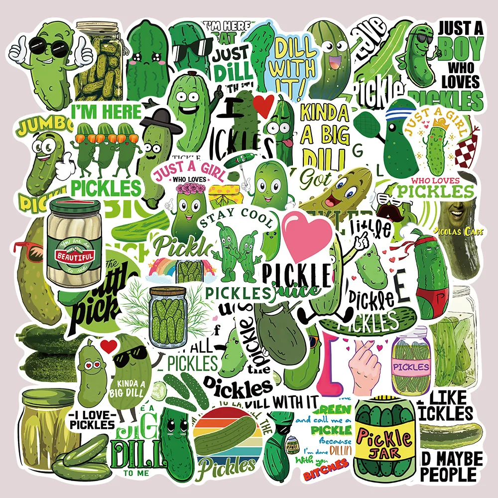 10/30/50 個グリーン漫画ピクルスキュウリ落書きステッカースーツケーススケートボードラップトップ荷物電話スタイリング DIY デカール