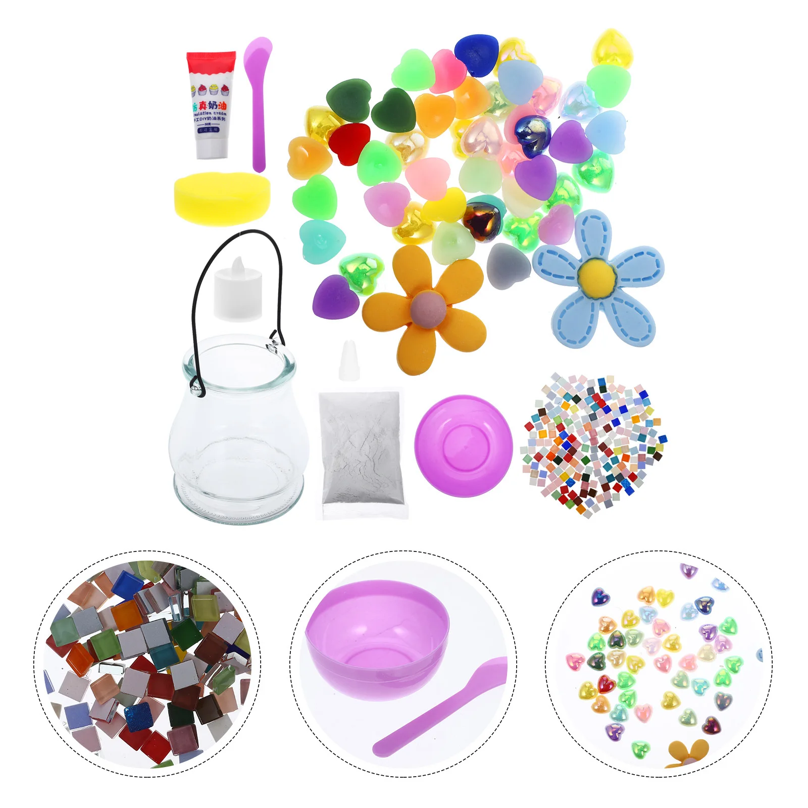 1 مجموعة حامل المواد كيت DIY بلاط الفسيفساء قطع الزجاج الملون لحامل اليدوية الحرف ديكور المنزل