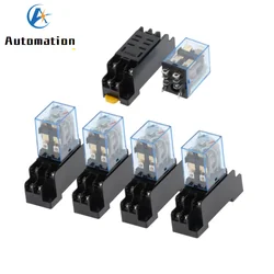 5Sets 220V 10A Coil Power Relay DPDT LY2NJ HH62P HHC68A-2Z With Socket Base